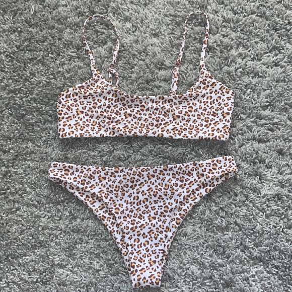 SHEIN Other - SHEIN Leopard Bikini 3 Piece Set with Coverup M